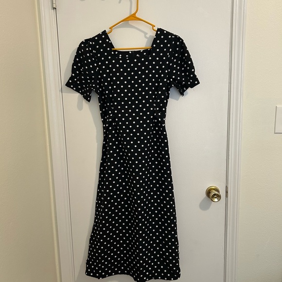 DAZY Nwot Black and White Polka Dot Midi Dress size M - Picture 3 of 15